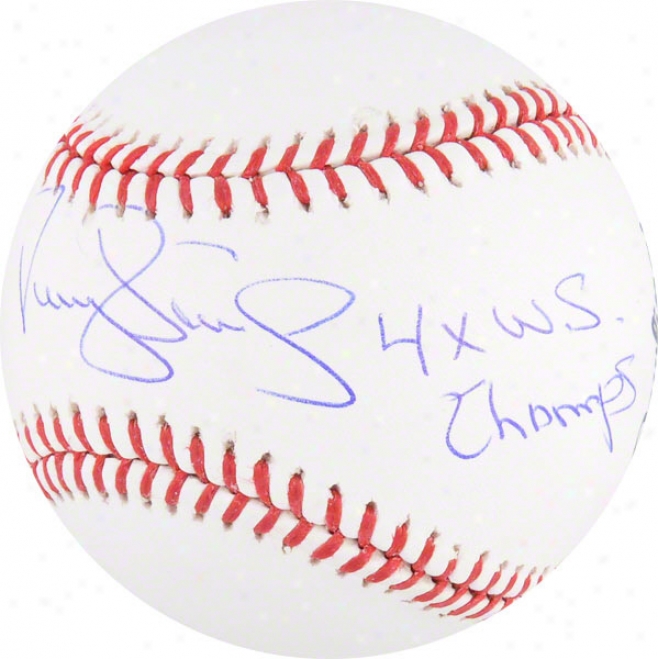 Darryl Strawberry Autographed Baseball  Details: 4x Ws Champ Inscription