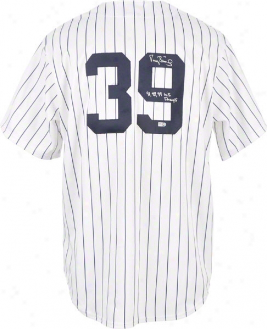 Darryl Strawberry Autographed Jersey  Details: New York Yankees, 96,98,99 Ws Champs Inscription