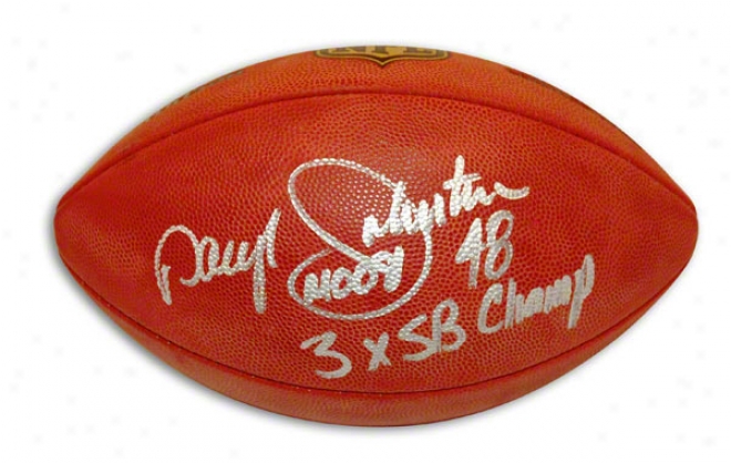 Daryl Johnston Autgraphed Nfl Football Inscribef Moose & 3x Sb Champs