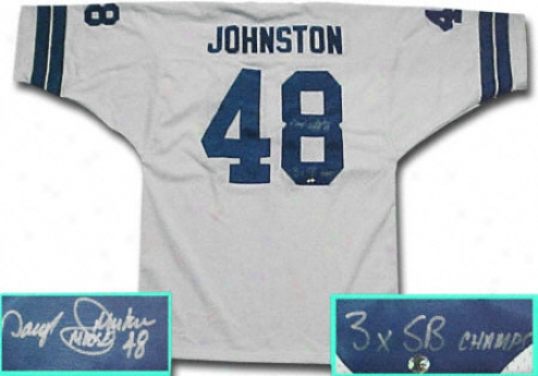 Daryl Johnston Dallas Cowboys Autographed Throwback Pale Jersey