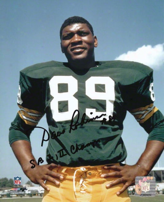 Dav Robinson Green Bay Packers Autobraphed 8x10 Photograph With Sb I,ii Champs Inscripti0n