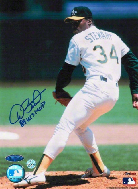 Dave Stewart Autographed Oakland Athletics 8x10 Photo Inscribed &quot89 Ws Mvp&quot