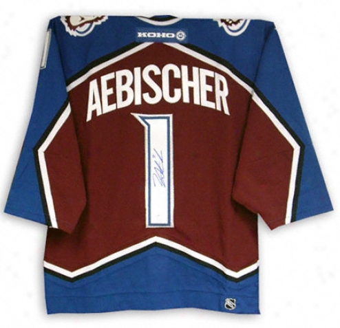 David Aebischer Autographed Jersey  Details: Colorado Avalanche, Burgundy