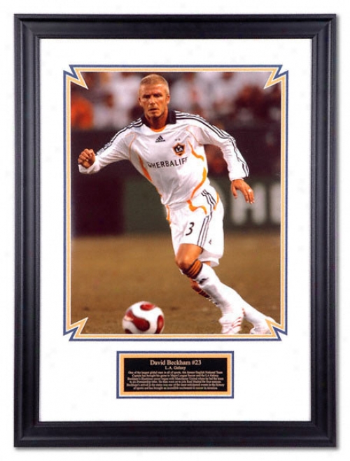 David Beckham Los Angeles Galaxy Frzmed 16x20 Photograph With Descrlptiev Plate