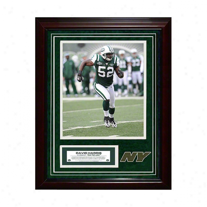 David Harris New York Jets 11x14 Framed Collage With Game Used Turf Photo & Nameplate