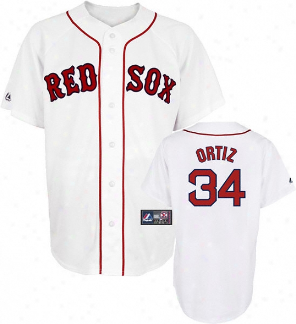 David Ortiz Jersey: Adult Majestic Home White Replica #34 Boston Red Sox Jersey