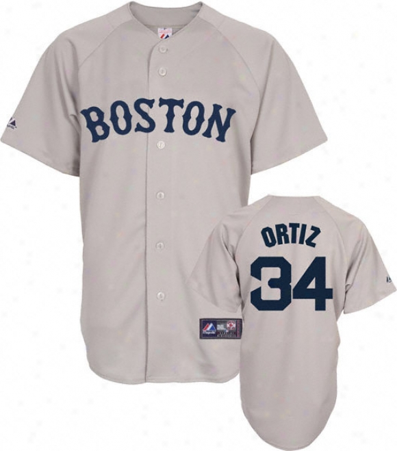 David Ortiz Jersey: Adult Majestic Road Grey Replica #34 Boston Red Soox Jersey