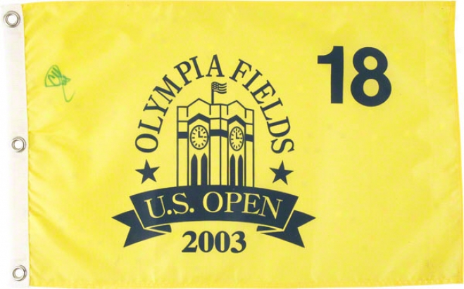 Davis Love Iii Autographed 2003 Olympia Fields Us Open Pin Flag