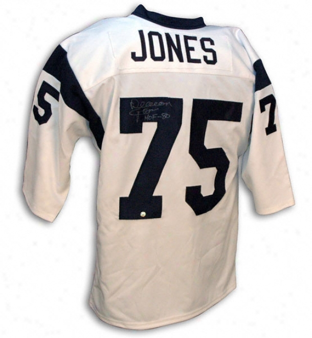 Deacon Jones Los Angeles Rams Autographed Throwback Jersey With Hof 88 Inscription