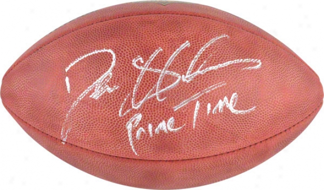 Deion Sanders Atographed Football  Details: Dallas Cowboys, Duke Pro Nfl Ball With &quotprimetime&quot Inscriptioj