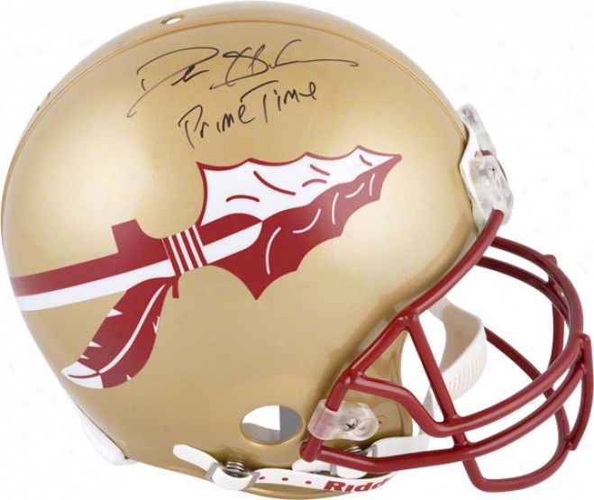 Deion Sanders Autographed Pro-line Helm  Details: Florida Condition Seminles, Inscription &quotprimetime&quot Inscription, Authentic Riddell Helmet