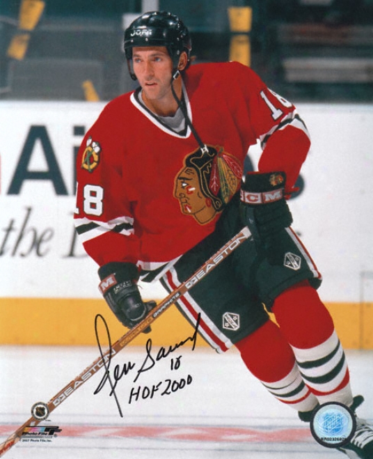 Denis Savard Chicago Blackhawks Autographed 8x10 Photograph With Hof '00 Inscription