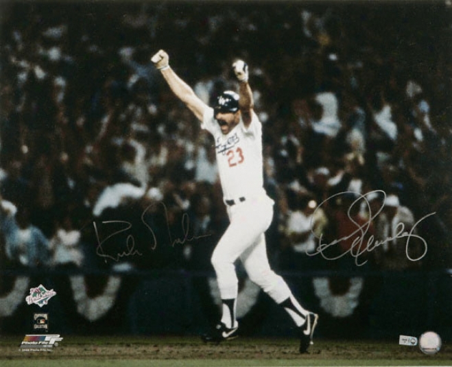 Dennis Eckersley And Kirk Gibson Dual A8tographed 16x20 Photogeaph