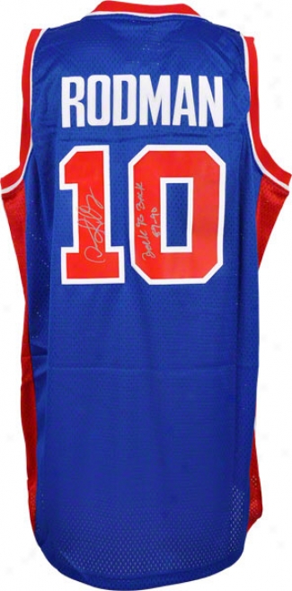 Dennis Rodman Autographed Jersey  Details: Detroit Pistons, Blue, Adidas, &quotback To Back 89/90&quot Inscription