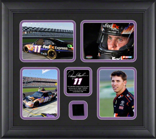 Denny Hamlin Framed 4-photograph Collage  Details: 2011 Through  Race Used Tire