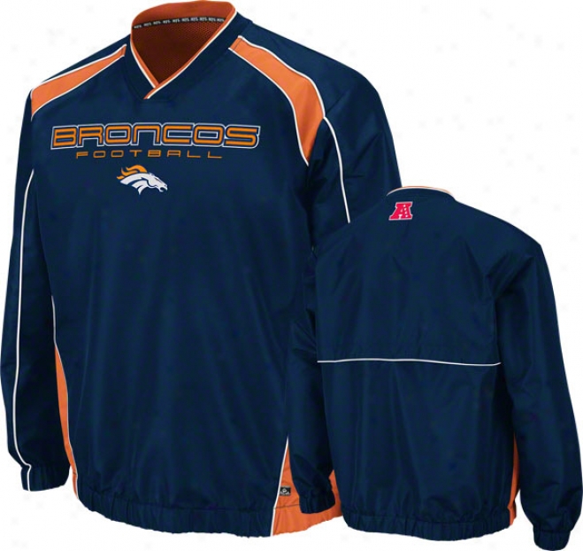 Denver Broncos Coach's Choice Ii Navy Lightweight Pullover Jacket