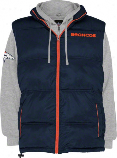 Denver Broncos Vest/fullz-ip Fleece Hooded Sweatshirt Combo