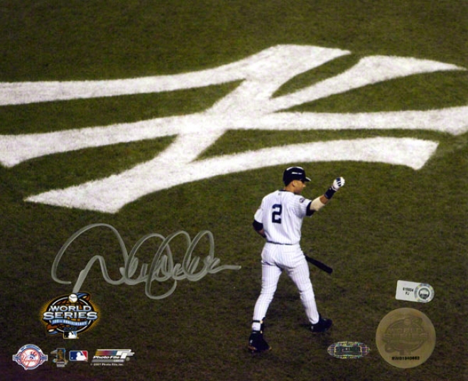 Derek Jeter Autographed 8x100  Details: Repaired York Yankees, World Series, Arm In Air