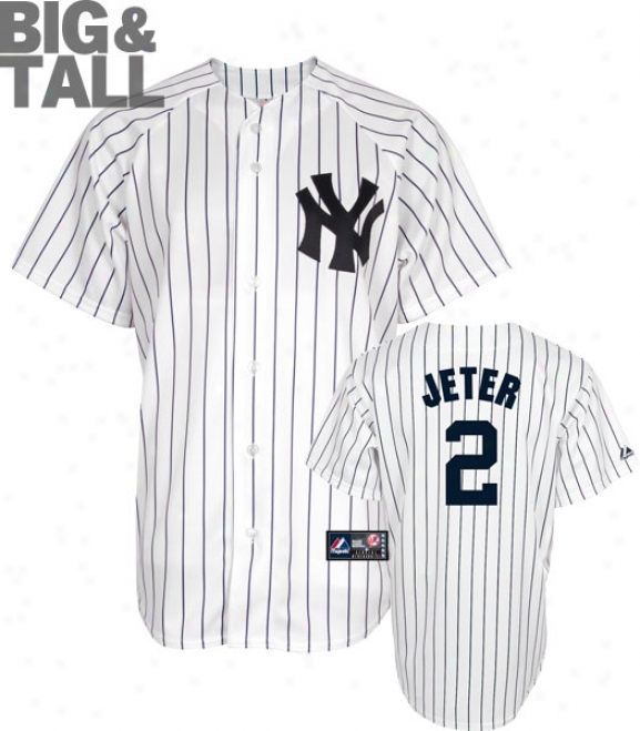 Derek Jeter Big & Tall Jersey: Adult Home Pinstripe Replica #2 New York Yankees Jersey