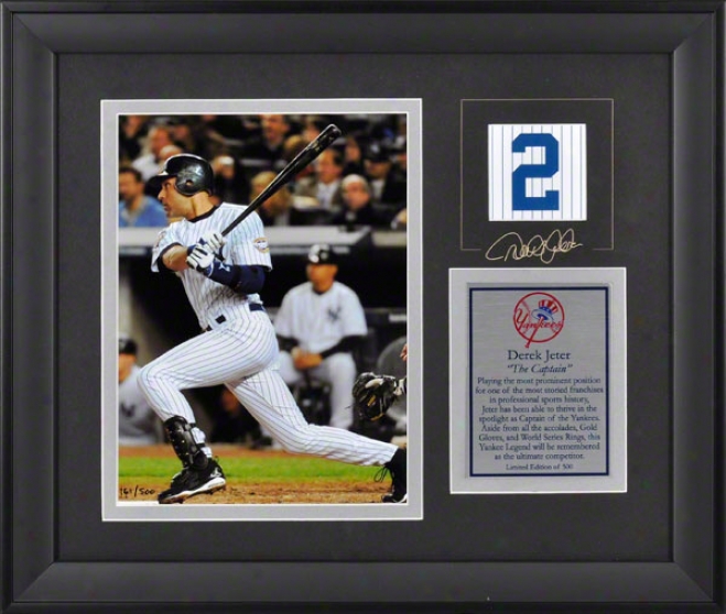 Derek Jeter Framed 6x8 Photograph  Details: New York Yankees, Upon Facsimile Signature