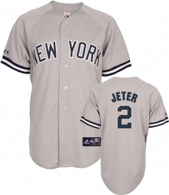 Derek Jeter Jersey: Adult Majestic Road Grey Replica #2 New York Yankees Jersey