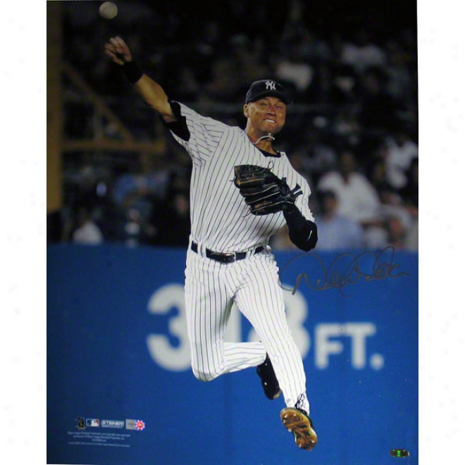 Derek Jeter New York Yankees 16x20 Jump Throw Autographed Photograph