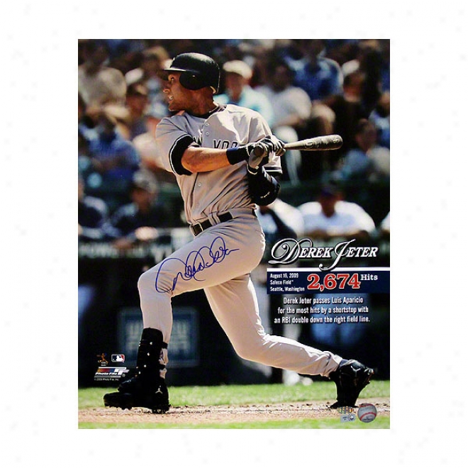 Derek Jeter New York Yankees 16x20 Record 2,674th Hit Autographed Photograph