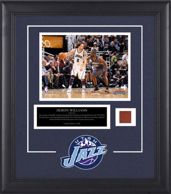 Deron Williams Utah Jazz Framed 8x10 Photograph With Game Used 2010 All Star Game Basketball Piece And Descriptive Plate