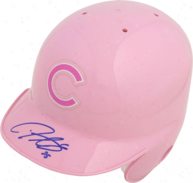 Derrek Lee Chicago Cubs Autographed Riddell Pink Mini He1met