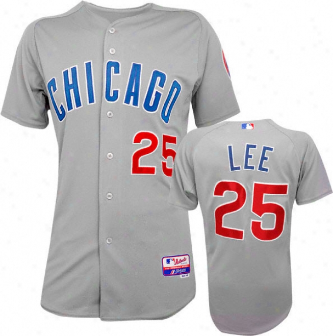 Derrek Lee Majestic Road Authentci Onfield Cool Base Chicago Cuhs Jersey