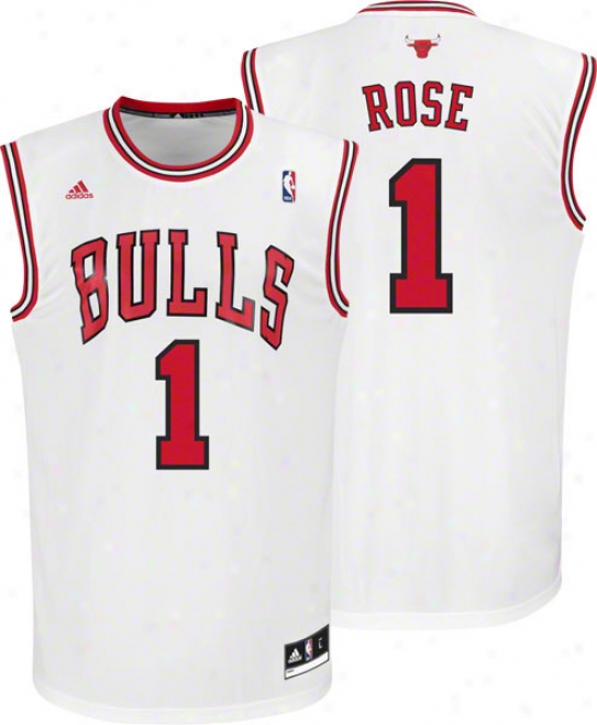Derrick Rose Jersey: Adidas Revolution 30 White Autograph copy #1 Chicago Bulls Jersey