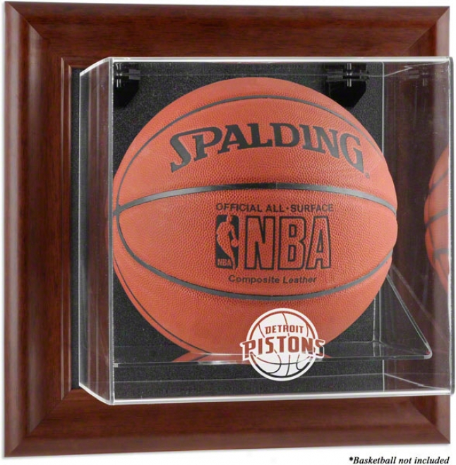 Dwtroit Pistons Framed Wall Mounted Logo Bassketball Display Case