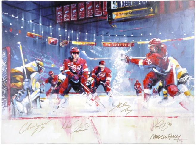 Detroit Red Wings Autographed Team Signed 30x40 Giclee - By Malcolm Farley