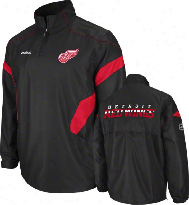 Detroit Red Wings Black Center Ice 1/4 Zip Hot Jacket