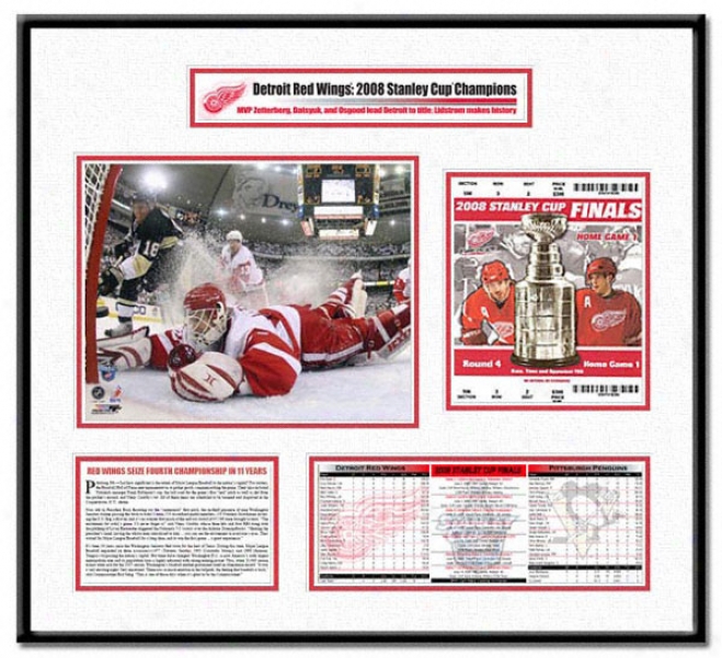 Detroit Red Wings -chris Osgood Game 6 Save - 2008 Stanley Cup Champions Ticket Frame