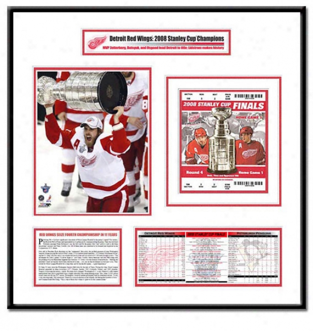 Detroit Red Wings -mvp Henrik Zetterberg With Stanley Cup - 2008 Stanley Cup Champions Ticket Frame