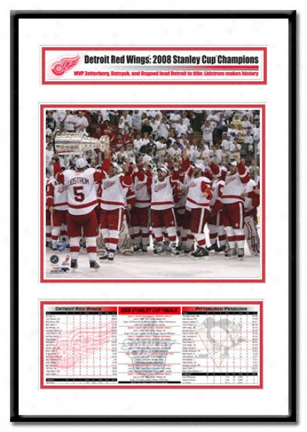 Detroit Red Wings -nicklas Lidstrom With Stanley Cup - 2008 Stanley Cup Champs Champion Frame