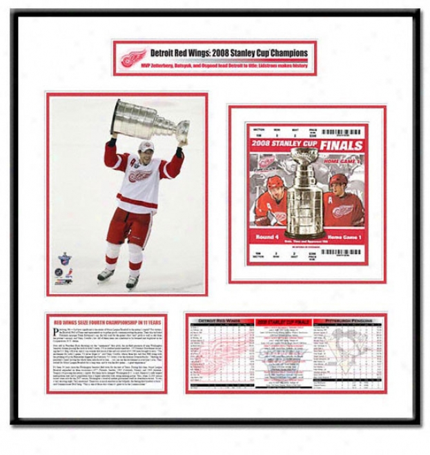 Detroit Red Wings -pavel Datsyuk With Stanley Cup - 2008 Stanley Cup Champions Ticket Frame