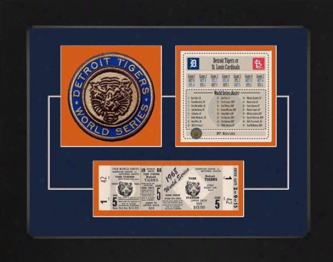 Detroit Tigers 1968 World Series Replica Ticket & Patch Frame