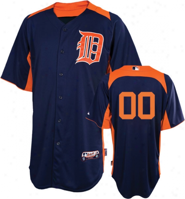 Detroit Tigers Jersey: Any Number Authentic Navy/orange On-field Batting Practice Jersey