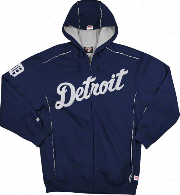 Detroit Tigers Navy Grand Slam Full-zip Sherpa Lined Thermal Hooded Jerkin