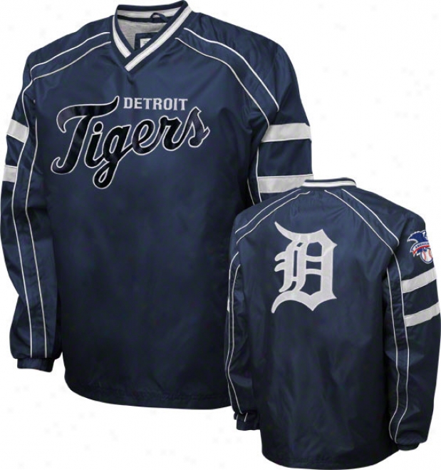 Detroit Tigers Navy V-neck Pullover Jacket