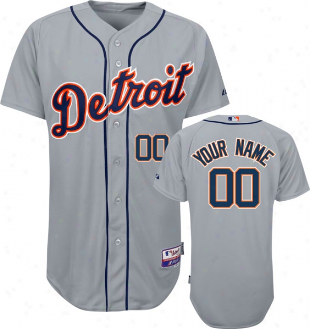 Detroit Tigers - Personaoized With Your Name - Authentic Cool Base␞ Path Grey On-field Jerxey