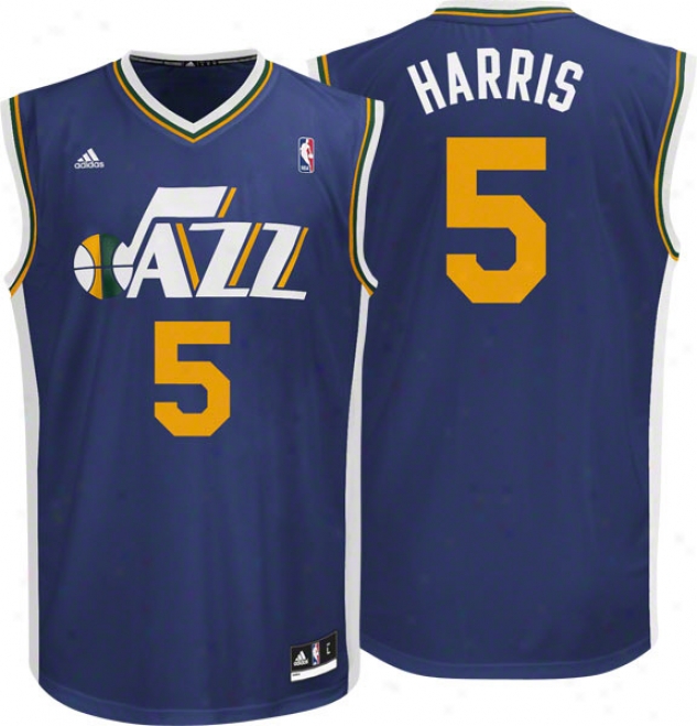 Devin Harris Jersey: Adidas Navy Replica #5 Utah Jazz Jersey