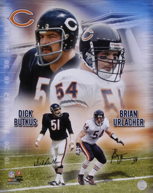 Dick Butkus And Brian Urlacher Chicago Bears - Collage - Autographed 16x20 Photograph