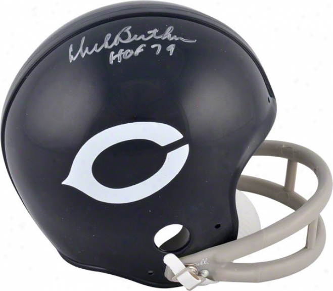 Dick Butkus Autographed Mini Helmet  Details: Chicago Bears, Throwback, &quothof 79&quot