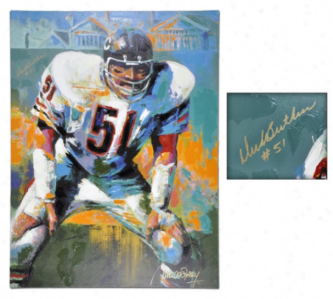 Dick Butkus Chicago Bears Auotgraphed 36x40 Giclee