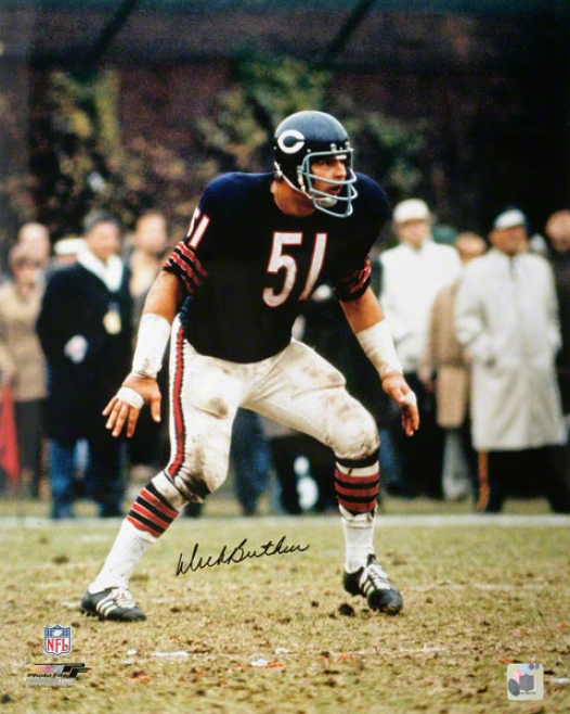 Dick Butkus Chicago Bears - Blue Jersey - 16x20 Autographed Photograph