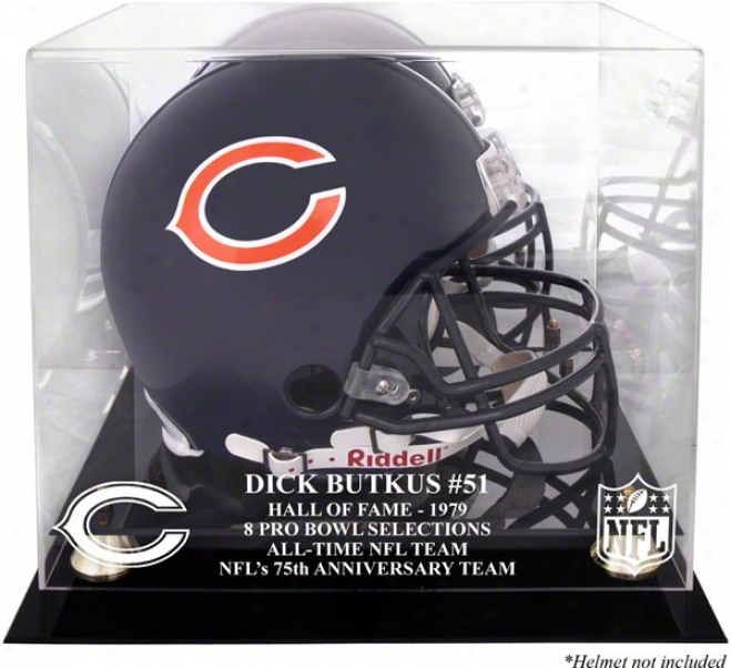 Dick Butkus Chicago Bears Hof 79 Golden Classic Helmet Case And Mirror Back