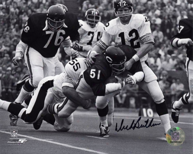 Dick Butkus Chicago Bears - With Bradshaw - Autographed 8x10 Photograph